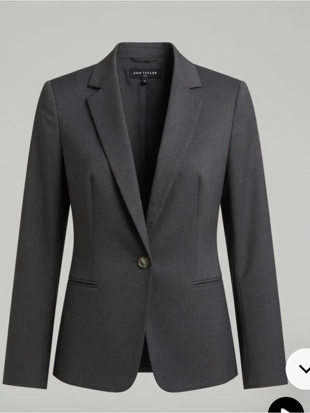 Ann Taylor Sleek Dark Gray Single-Button Blazer